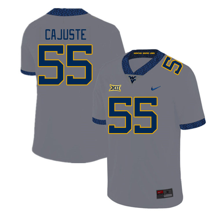 West Virginia Mountaineers #55 Yodny Cajuste College Football Jerseys Stitched Sale-Grey